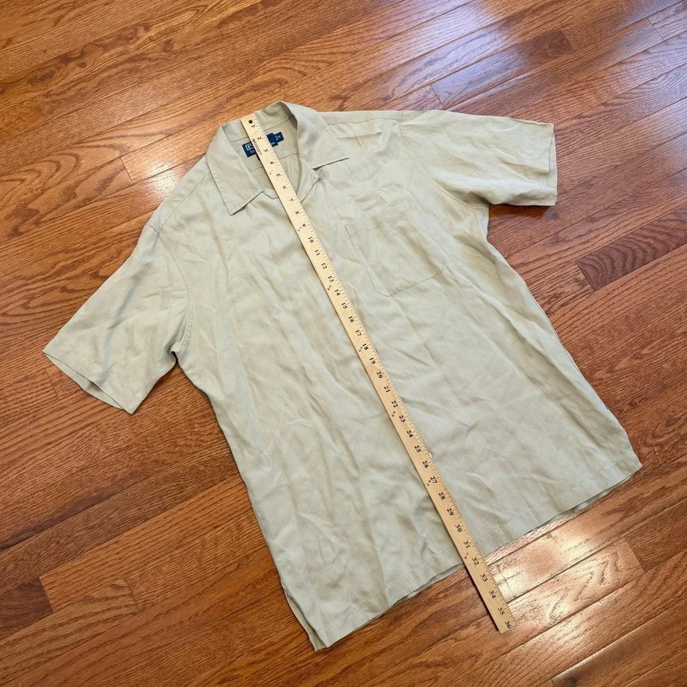 Vintage Polo Ralph Lauren Button Up Camp Shirt Men Medium Silk Linen Loop Collar